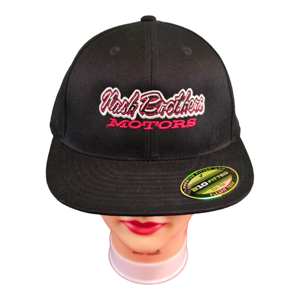 210 Fitted Flexfit‎ Motors Nash Brothers Baseball Hat Cap Black 7 1/4 - 7 5/8